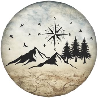 Nature Mountain Land Spare Tire Cover Compass Wheel Covers 16 Inch - Image 2