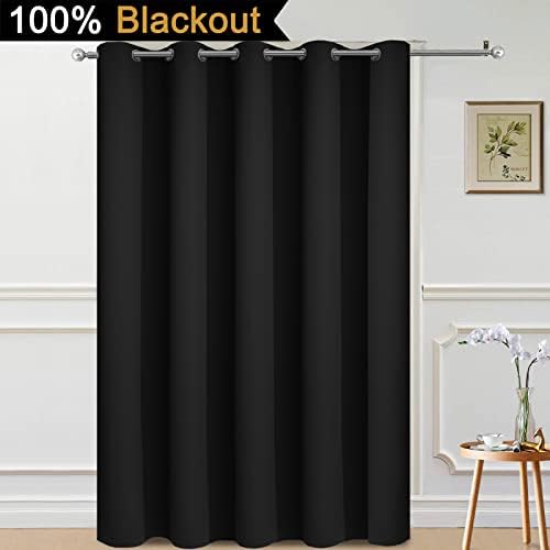 Yakamok Black 100% Blackout Patio Door Curtain Panels W70 x L84, 1 Panel - Image 2