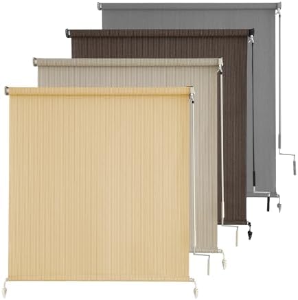 AOSKY Outdoor Roller Shades for Porch Privacy, Cordless Patio Roll Up Blinds by AOSKY