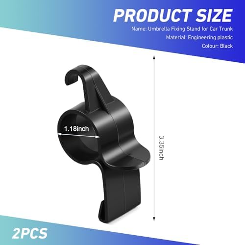 2 Pcs Black Car Umbrella Holder, Plastic Car Storage Hook, Universal - Image 2