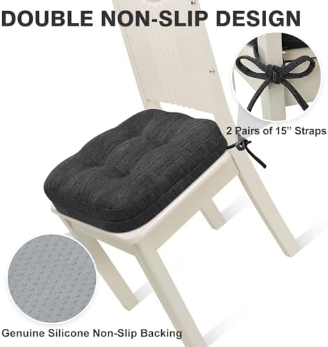 Shinnwa Dining Chair Cushions Set of 2, Dual-Layer Memory Foam Kitchen Chair - Image 5