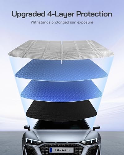 Pigenius Windshield Sun Shade for Ford F150 2009-2014. Full Coverage Rearview - Image 5