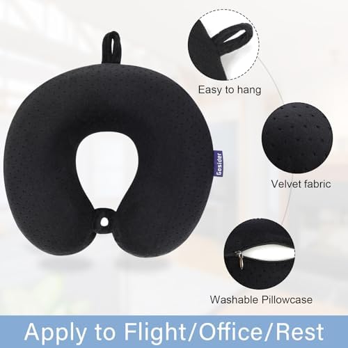 Black Travel Neck Pillow U Shape Memory Foam Airplane Pillow Soft - Image 2