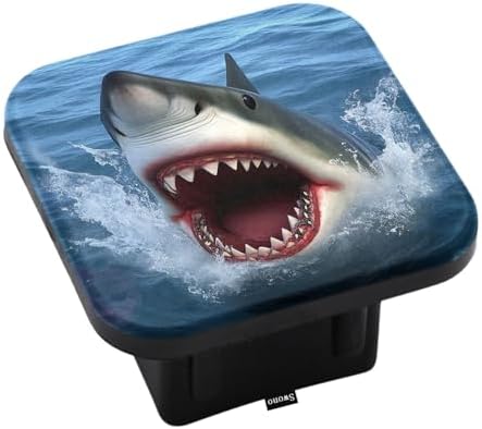Swono Shark Trailer Hitch Tube Cover Plug Cap, Ocean Sea Huge Shake Jumping Big by Swono