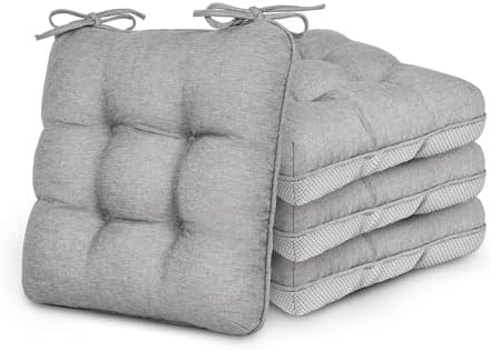 Love's cabin Memory Foam Chair Cushions Set of 4, 15.5 Inch, Light Grey by Lovescabin