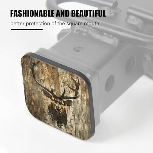 Hitch Cover Fits for 2-Inch Hitch, Deer Head in A Rustic Style On Dark - Image 4
