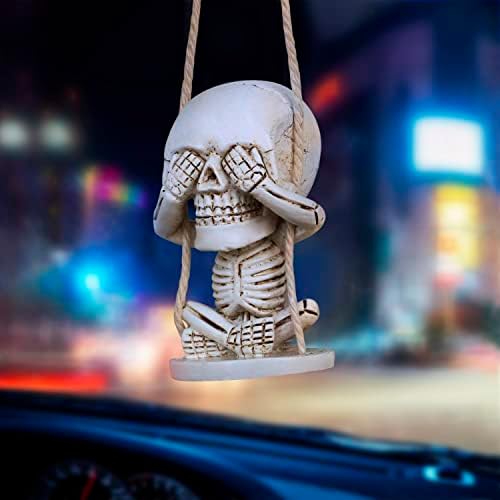 Rear View Mirror Accessories of Swinging Sugar Skull Car Hanging Ornament by Idefair