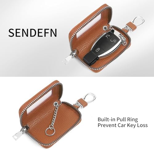 SENDEFN Universal Car Key Fob Case Leather Smart Remote Keychain Protector - Image 3