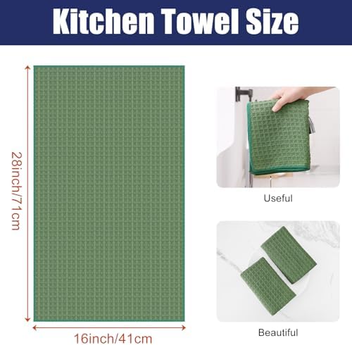 Homaxy Microfiber Waffle Weave Kitchen Towels, 4 Pack, Grass Green - Image 3