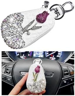 Mandark Bling Car Key Case, Genuine Leather Crystal Rhinestone Vehicle Key Fob by Unknown