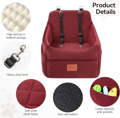 GL GLENSLAVE Dog Car Seat for Small/Medium Dogs&Cats, Thick Booster Car Seat - Image 5
