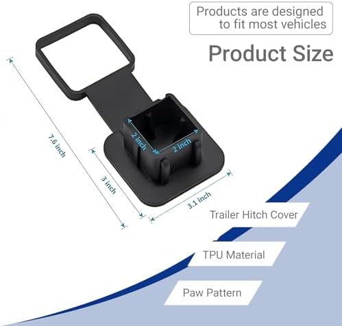 2 Inch Trailer Hitch Cover, Dog Paw Rubber Dustproof Waterproof Plug, Tow Hitch - Image 2
