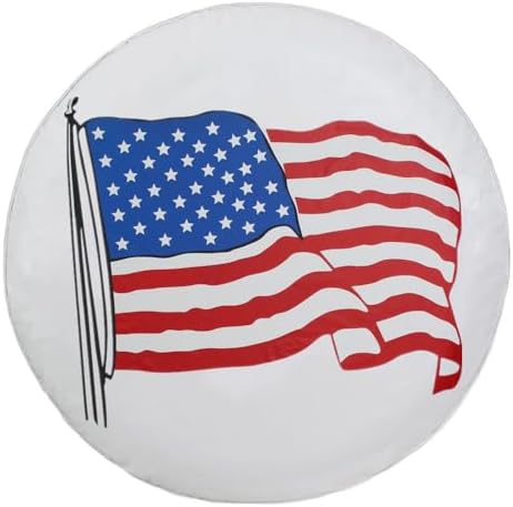 American Flag White Spare Tire Cover by JaykeJoy