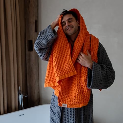 Luxury Organic Japanese Cotton Waffle Bath Towel | Thick, Quick Dry Bathroom - Image 4