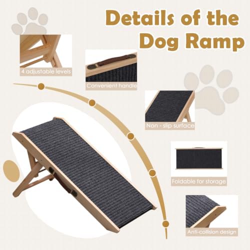 Foldable Dog Ramp for Dog, Dog Car Ramps 4 Adjustable Heights 9.8" to 18.1" - Image 4