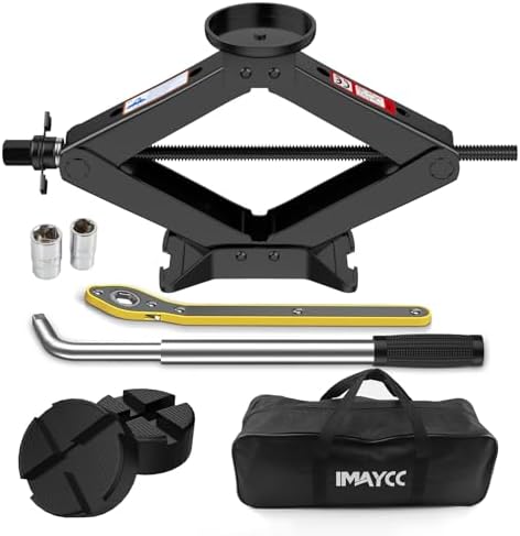 Scissor Jack 3 Ton, 4.1"-18.3" Lifting Car Jack, Heavy Duty Car Jack Kit by IMAYCC