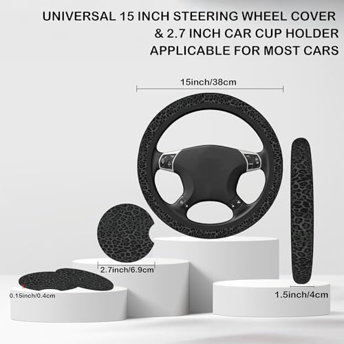 Black Leopard Print Steering Wheel Cover - Image 2