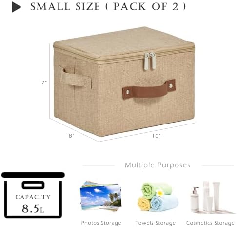 2PCS Storage Bins with Zipper Lids Decorative Lidded Basket Box - Image 3