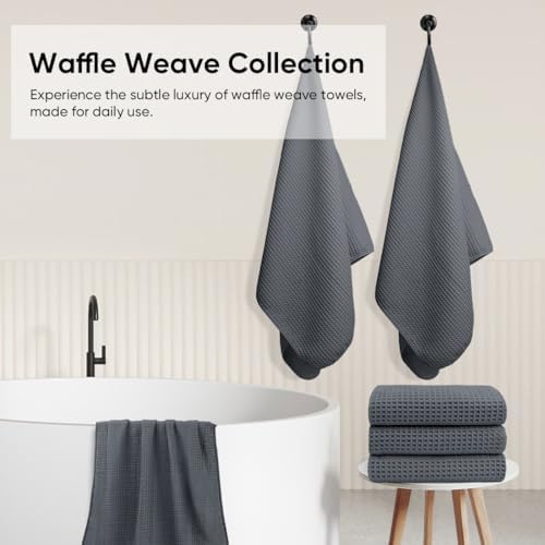 HOMEXCEL Waffle Bath Towels Set of 4 Pack, Waffle Towels - Image 5