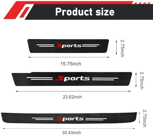 9 PCS Car Door Sill Protector, Carbon Fiber Rear Bumper Guard Strip, Leather - Image 2