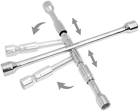 WorkPro 14-Inch Universal Folding Lug Wrench, 4-Way Cross Wrench - Image 3
