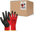 DULFINE Safety Work Gloves for Men 60 Pairs, Ultra-Thin PU Coated Red L by DULFINE
