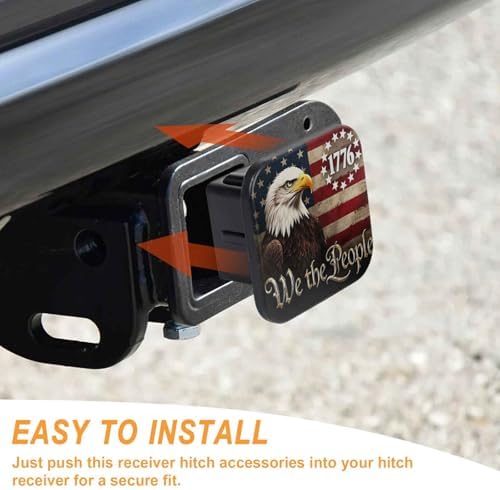 American Flag Bald Eagle Tow Hitch Covers Heavy Duty Rubber Trailer Hitch Cover - Image 4