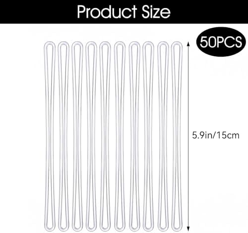 50 Pack 6 Inch Clear Plastic Luggage Tag Straps Loops, Transparent Name Tag - Image 2