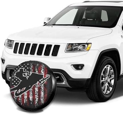 Vintage American Flag Snowmobiling Snowmobile Rider Spare Tire Cover - Image 7