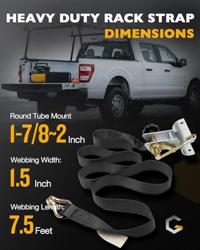 Truck Rack Straps, Ladder Rack Ratchet Straps, Lumber/Pipe/Roof Rack Straps - Image 3