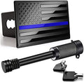 Bonrcea 2" American Flag Hitch Cover & Hitch Lock, Thin Blue Line by Bonrcea