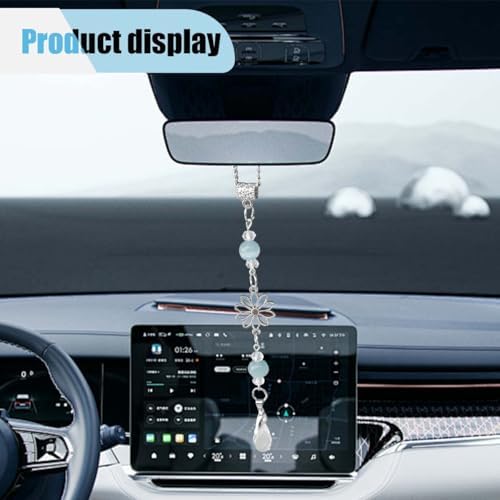Flower Car Rear View Mirror Pendant, Bling Crystal Car Interior Decoration - Image 5
