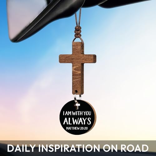 Christian Gifts for Men, Daily Bible Verse Cross for Car Mirror Hanging - Image 4