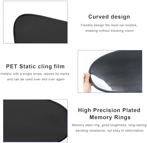 2 PCS Car Side Window Sun Shade, Static Cling Privacy Curtain Front Window - Image 3