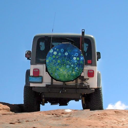 Blue and Green Flowers Spare Tire Cover Spring Vintage Seasonal Waterproof Sun - Image 5