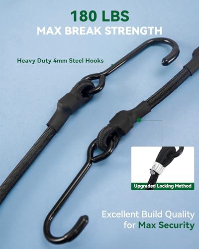 Lucky Straps 10" Short Mini Heavy Duty Bungee Cords, 180 Lbs, 8 Pack - Image 3