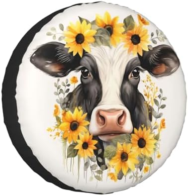 Cow and Sunflower Spare Tire Cover Wheel Protectors by Ovitssrk