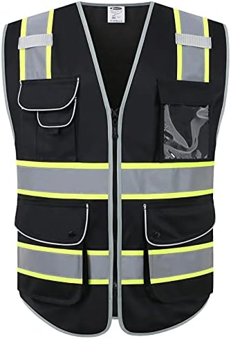 JKSafety Safety Vest for Men Women Reflective Hi Vis JK901 Black XL by JKSafety