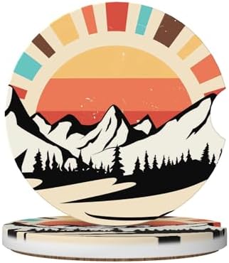Mountain Sunset Car Cup Holder Coasters 2 Pack 2.63" by Unknown