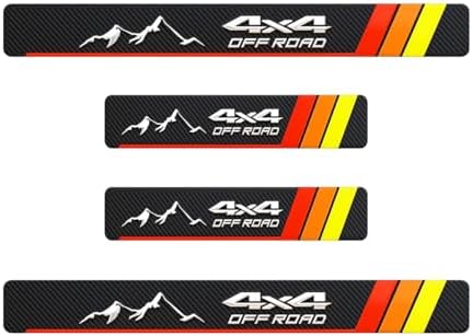 Craedli 4PCS Tri-Color Door Sill Protectors, Carbon Fiber Car Front Rear Door by Unknown