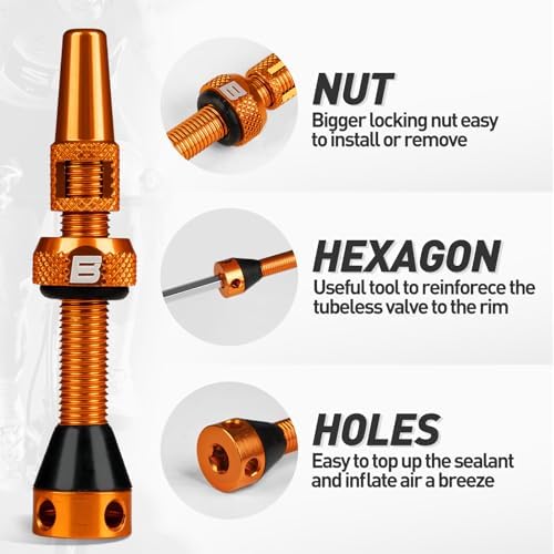 BWSHLF Tubeless Presta Valve Stem 40/44/55/60/65/80/100 mm, Super Light Alloy - Image 2