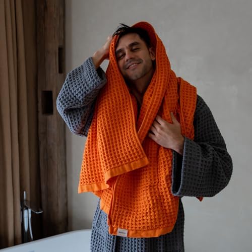 Luxury Organic Japanese Cotton Waffle Bath Towel | Thick, Quick Dry Bathroom - Image 4