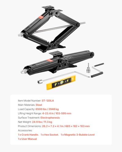 VEVOR 6500 lbs RV Scissor Jacks, 4-23.4 in RV Stabilizer Leveling Scissor Jacks - Image 7