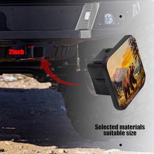 Hitch Cover Fits for 2-Inch Hitch, Huge Brown Bear in The Forest Rubber Trailer - Image 6