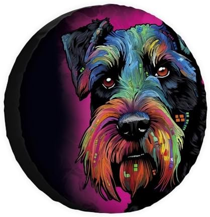 Colorful Giant Schnauzer Dog Spare Tire Cover Pet Animal Wheel Protectors by GUGLILI