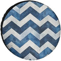 Camper Spare Tire Cover Blue and White Chevron Wheel Protectors Weatherproof by HighonHi
