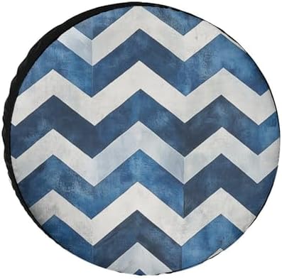 Blue and White Chevron Heavy Duty Spare Tire Cover Zig Zag Waterproof Sun by HighonHi