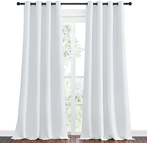 NICETOWN Room Darkening Curtain Panels 2 Panels 55 x 102-inch Greyish White - Image 2