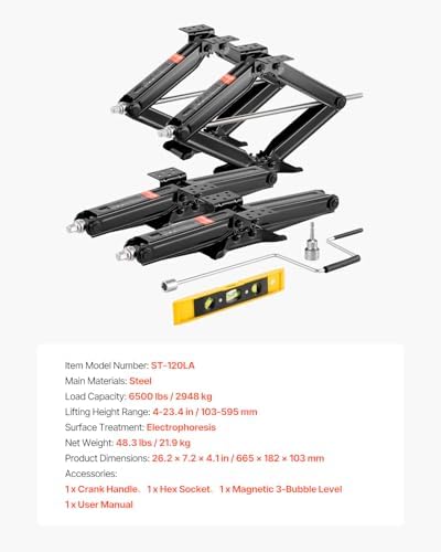 VEVOR 6500 lbs RV Scissor Jacks, 4-23.4 in RV Stabilizer Leveling Scissor Jacks - Image 7