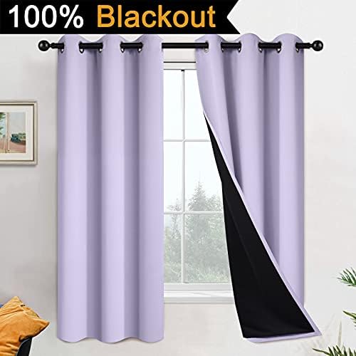 Yakamok Lilac 100% Blackout Curtains 63 Inches Long - Image 2